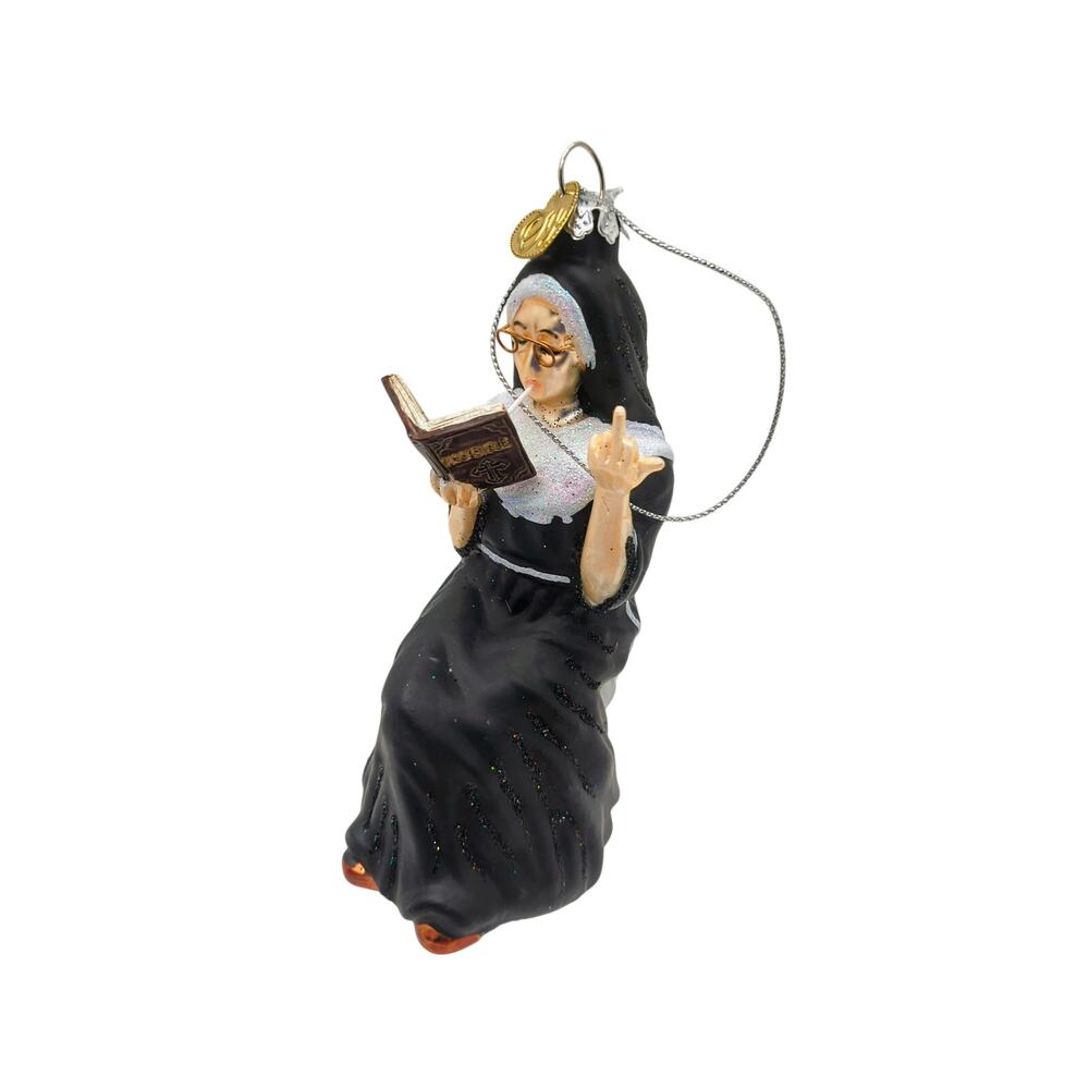 “Bad Habit Nun Ornament – Irreverent Christmas Decoration”